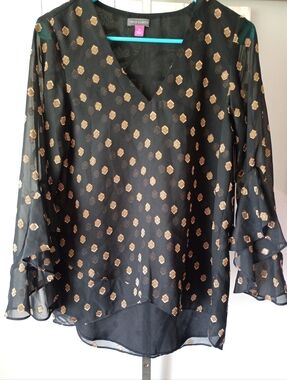 NWT Women's Vince Camuto Blouse Size XS Black & Gold Shirt Women's Top XS